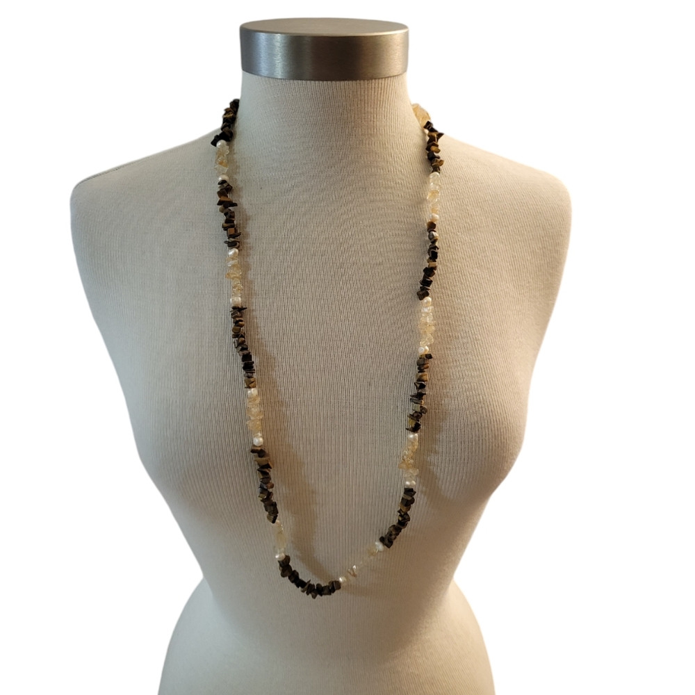 Hand Crafted Beaded Tiger Eye Crystal Pearl